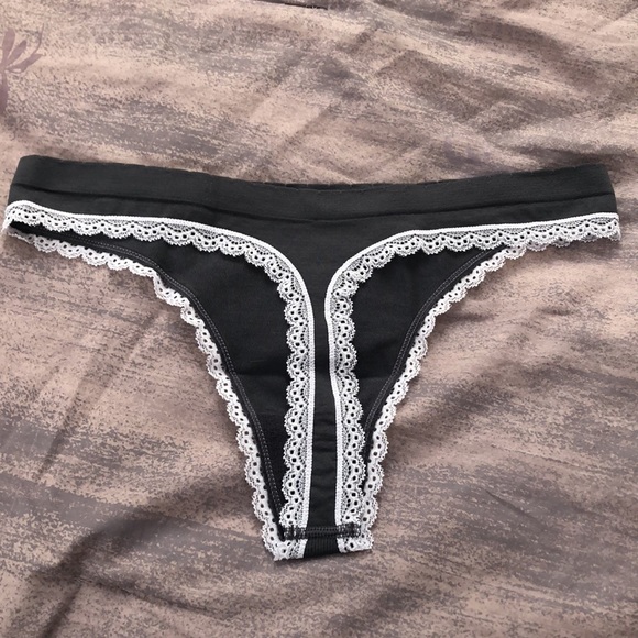 Victoria’s Secret thongs. Large. Purple and dark gray. Two thongs. Gray one NWOT - Picture 3 of 7